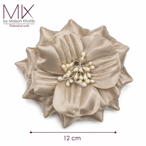 Soft Champagne Pearl Couture Textile Flower – 12 cm