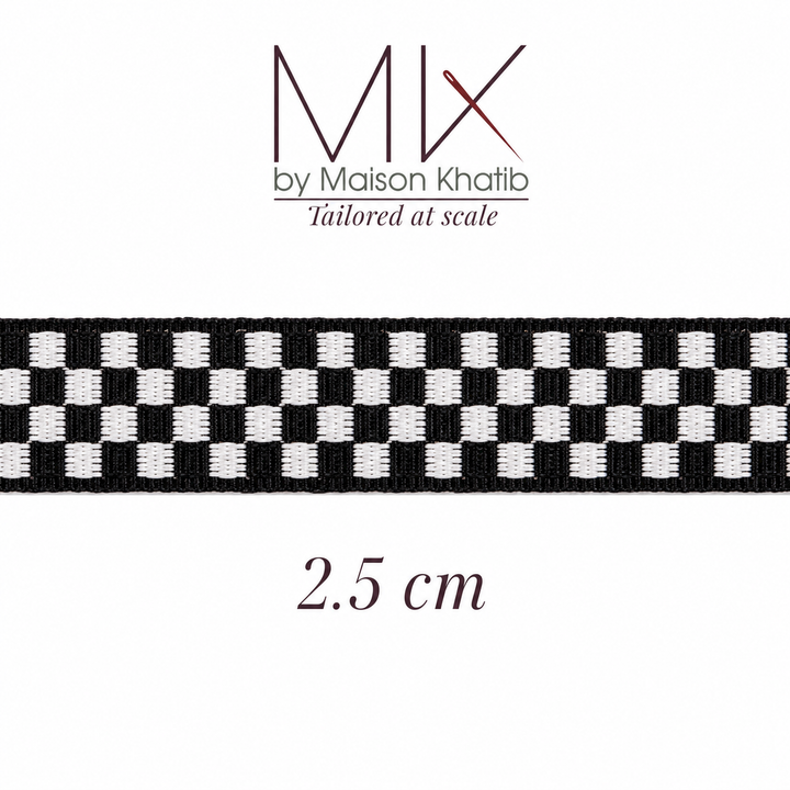 Black & White Geometric Jacquard Trim 2.5 cm by Meter – Maison Khatib