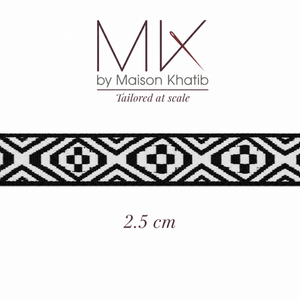 Black & White Geometric Jacquard Trim 2.5 cm by Meter – Maison Khatib