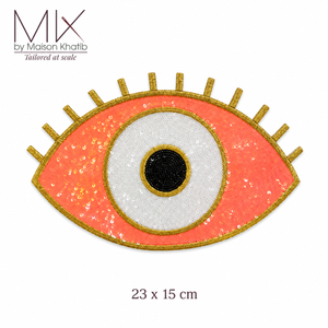 Sequin Colorful Eye Badge white Maison Khatib Lebanon