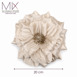 Ivory Couture Textile Flower with Antique Gold Centre – 20 cm