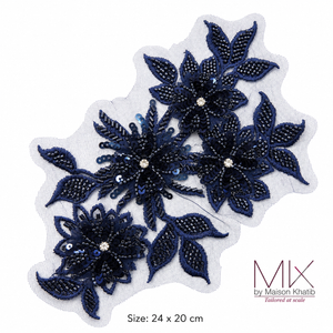 Floral Sequin Lace Appliqué black Maison Khatib Lebanon