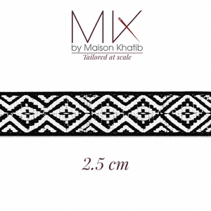 Black & White Geometric Jacquard Trim 2.5 cm by Meter – Maison Khatib