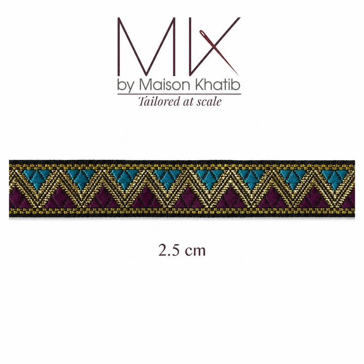 Metallic Triangle Embroidered Lace Trim 2 cm by Meter