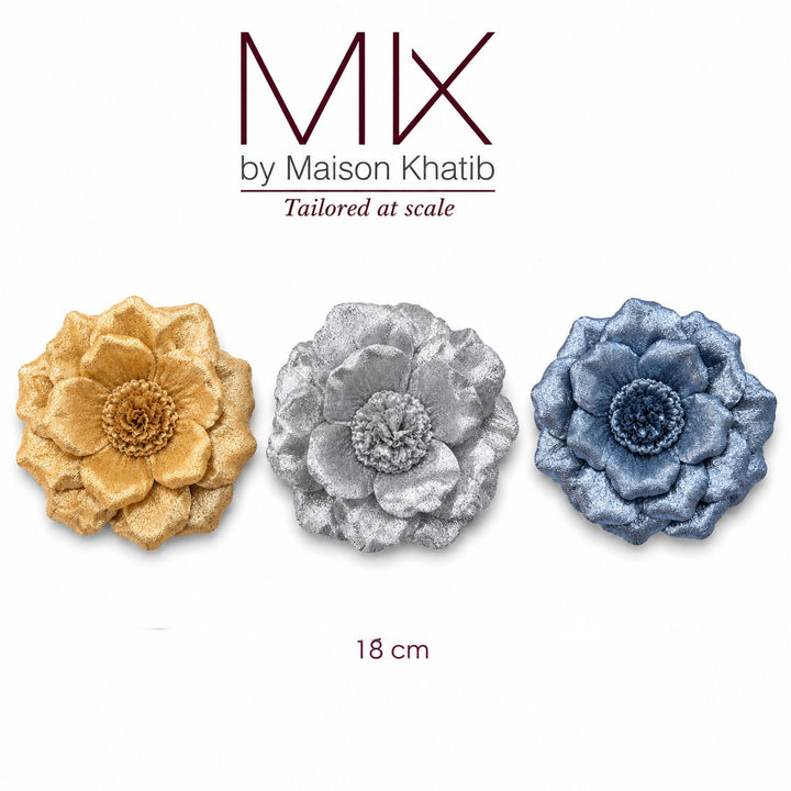 Metallic Textured Couture Textile Flower – 18 cm