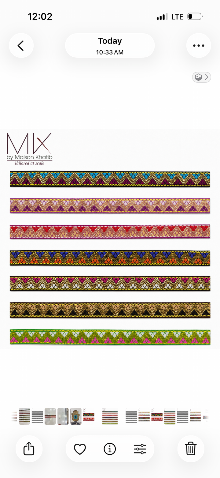Metallic Triangle Embroidered Lace Trim 2 cm by Meter