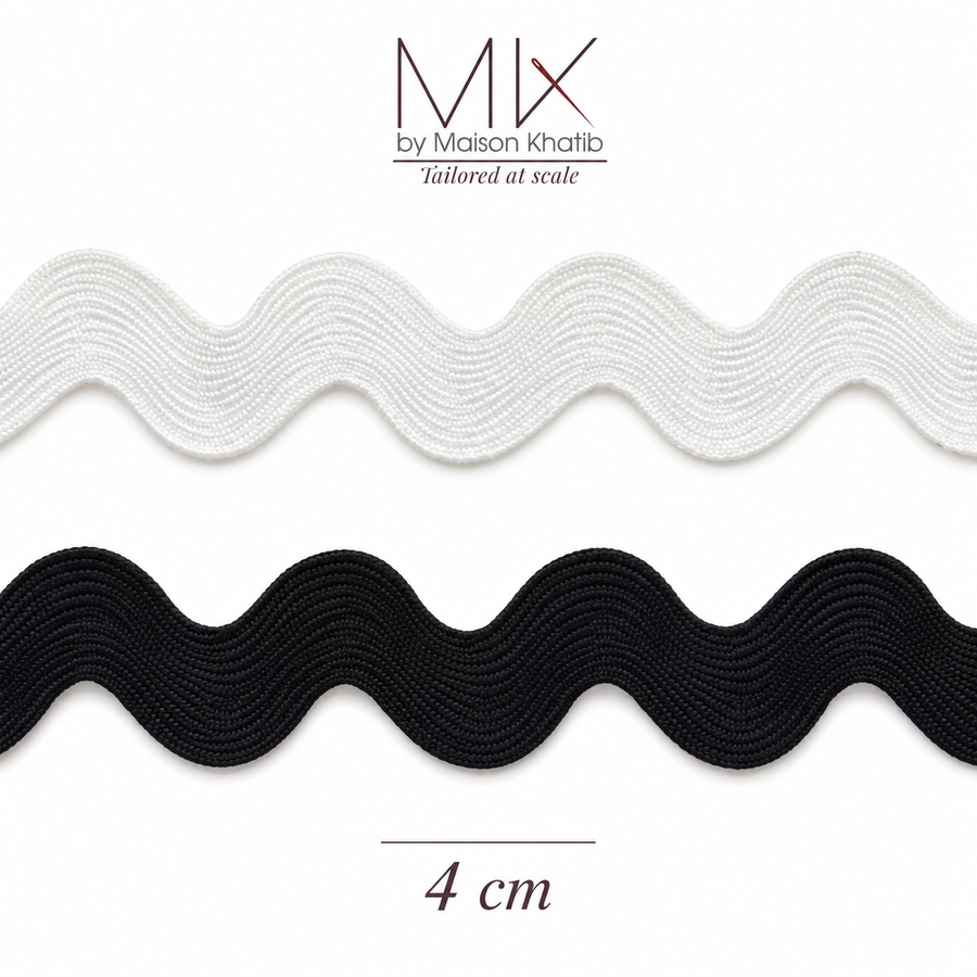 Wide Ric Rac Wavy Trim 4 cm by Meter white Maison Khatib Lebanon