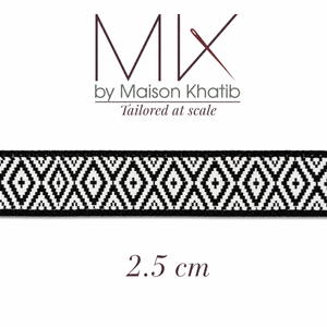 Black & White Geometric Jacquard Trim 2.5 cm by Meter – Maison Khatib