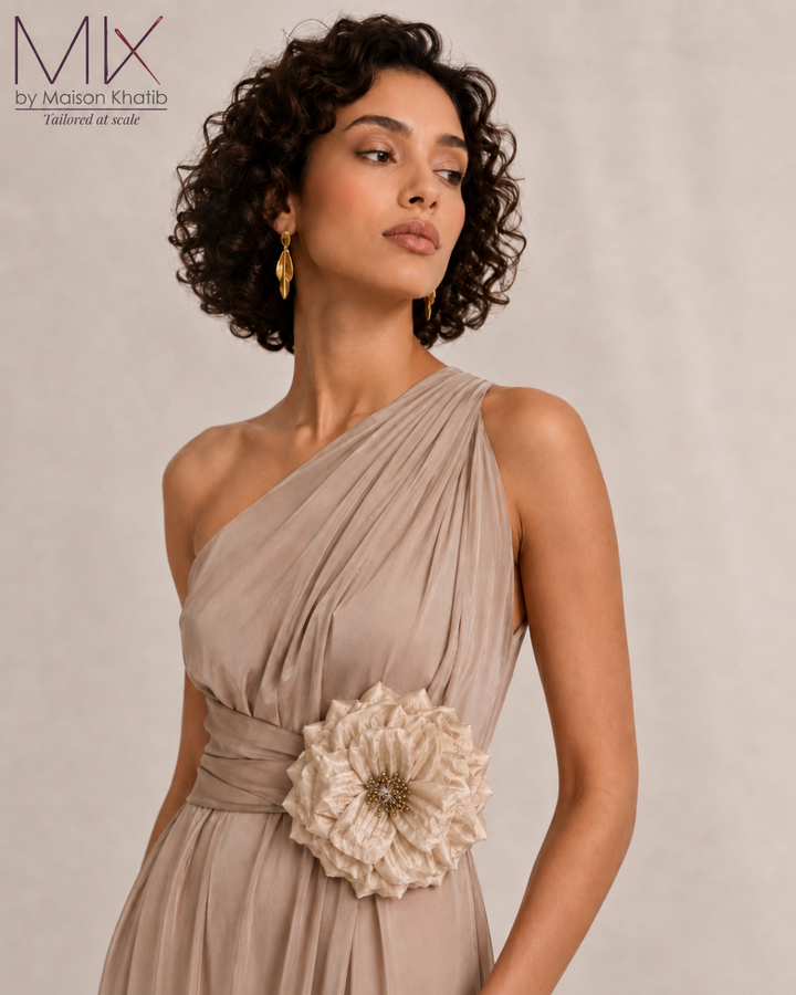 Ivory Couture Textile Flower with Antique Gold Centre – 20 cm