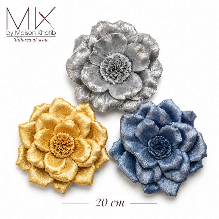 Metallic Textured Couture Textile Flower – 20 cm