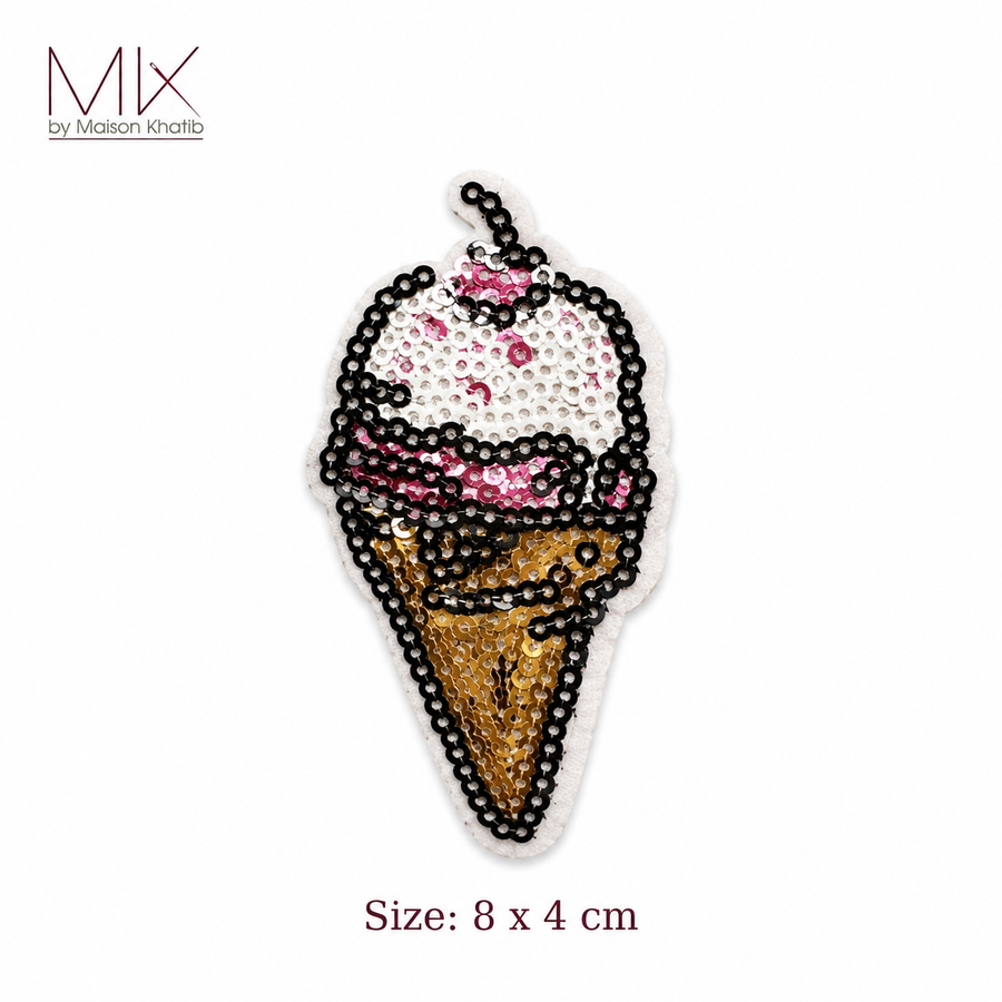 Sequin Ice Cream Cone Summer Badge Set of 6 8 x 4 cm Maison Khatib Lebanon