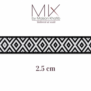 Black & White Geometric Jacquard Trim 2.5 cm by Meter – Maison Khatib