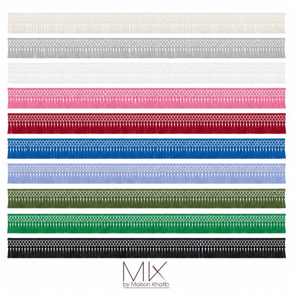 Geometric Fringe Lace Trim 9 cm by Meter White Maison Khatib Lebanon