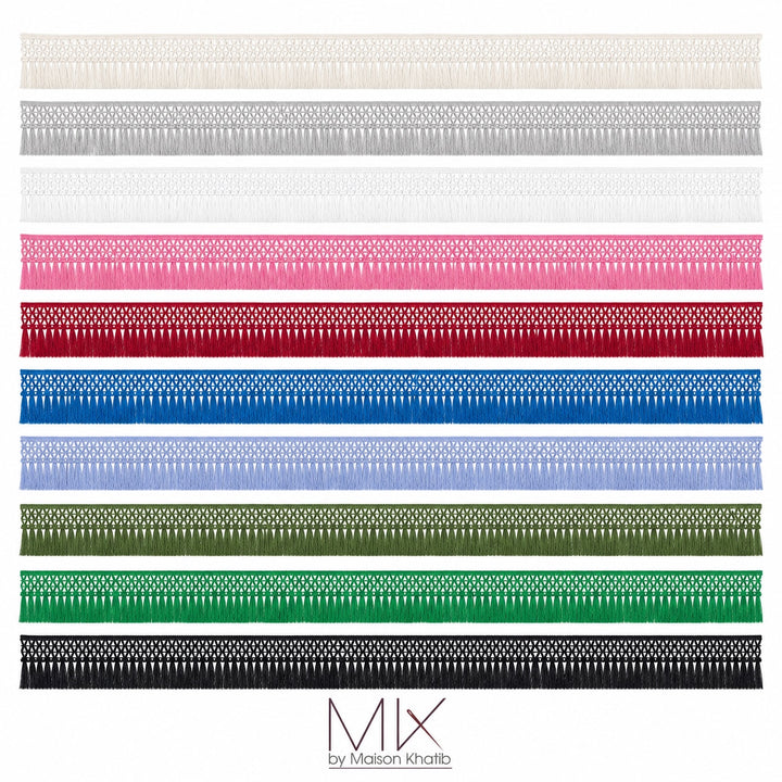 Geometric Fringe Lace Trim 9 cm by Meter White Maison Khatib Lebanon