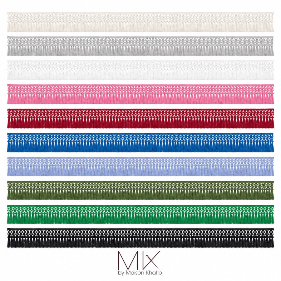 Geometric Fringe Lace Trim 9 cm by Meter White Maison Khatib Lebanon