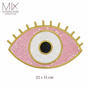 Sequin Colorful Eye Badge pink Maison Khatib Lebanon