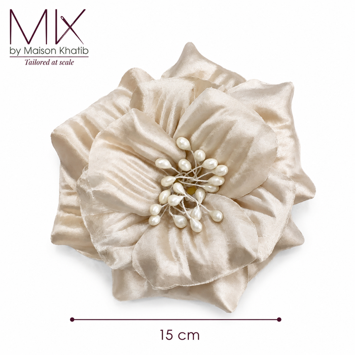 Ivory Pearl Couture Textile Flower – 15 cm
