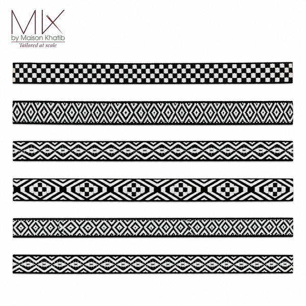Black & White Geometric Jacquard Trim 2.5 cm by Meter – Maison Khatib