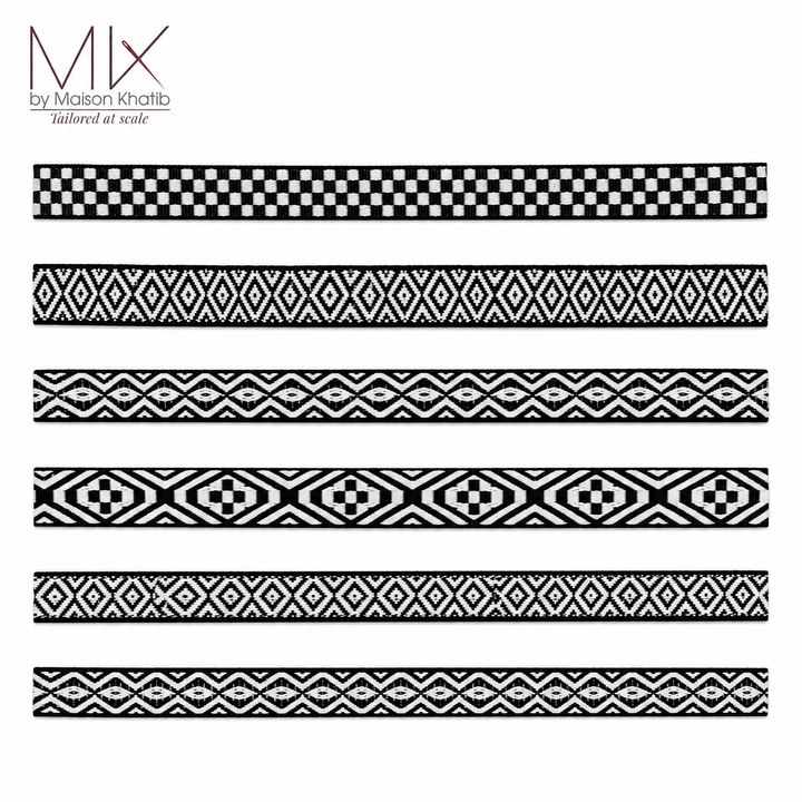 Black & White Geometric Jacquard Trim 2.5 cm by Meter – Maison Khatib