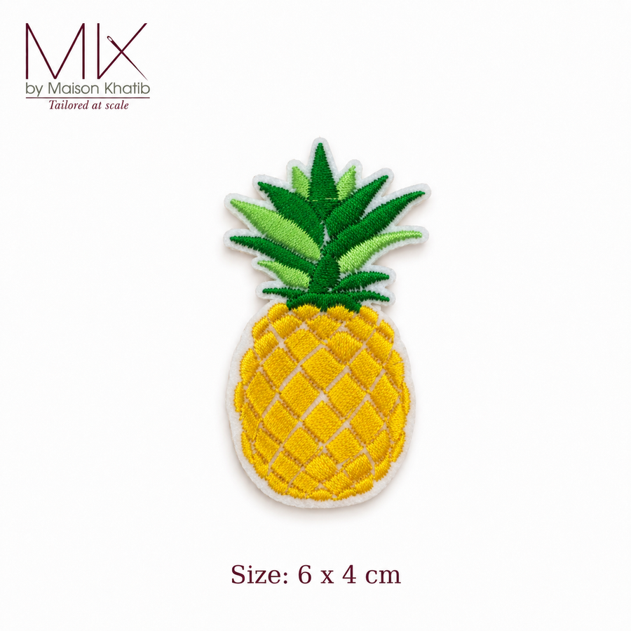 Yellow Pineapple Embroidered Fruit Badge Set of 6 6 x 4 cm Maison Khatib Lebanon
