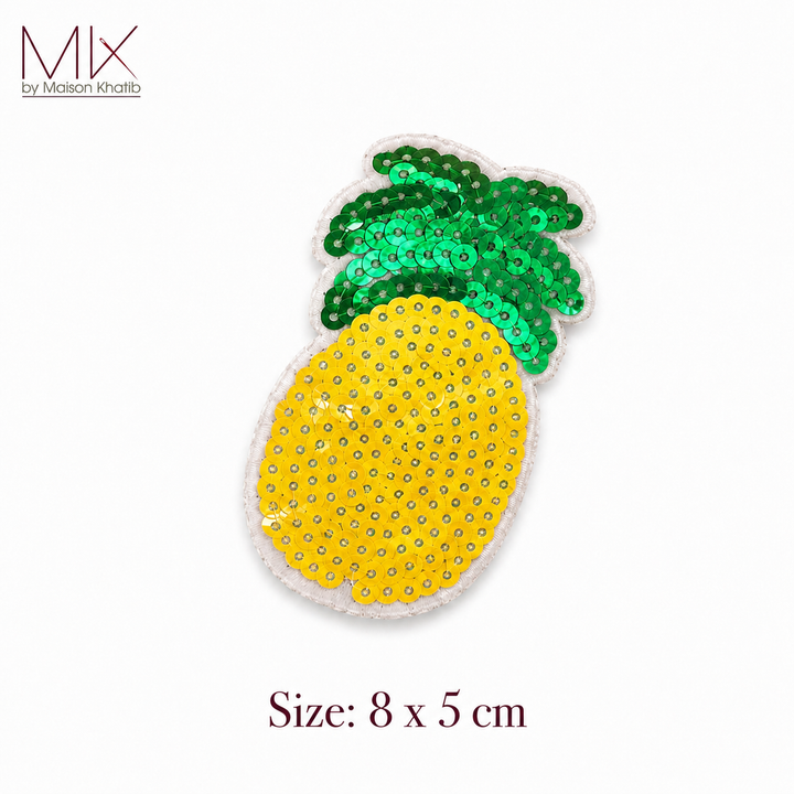 Yellow Sequin Pineapple Fruit Badge Set of 6 8 x 5 cm Maison Khatib Lebanon