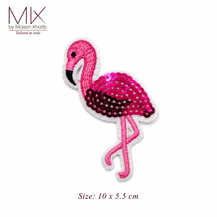 Pink Sequin Flamingo Badge Set of 6 10 x 5.5 cm Maison Khatib Lebanon