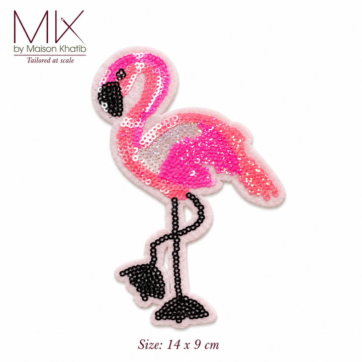 Large Pink Sequin Flamingo Badge Set of 6 14 x 9 cm Maison Khatib Lebanon