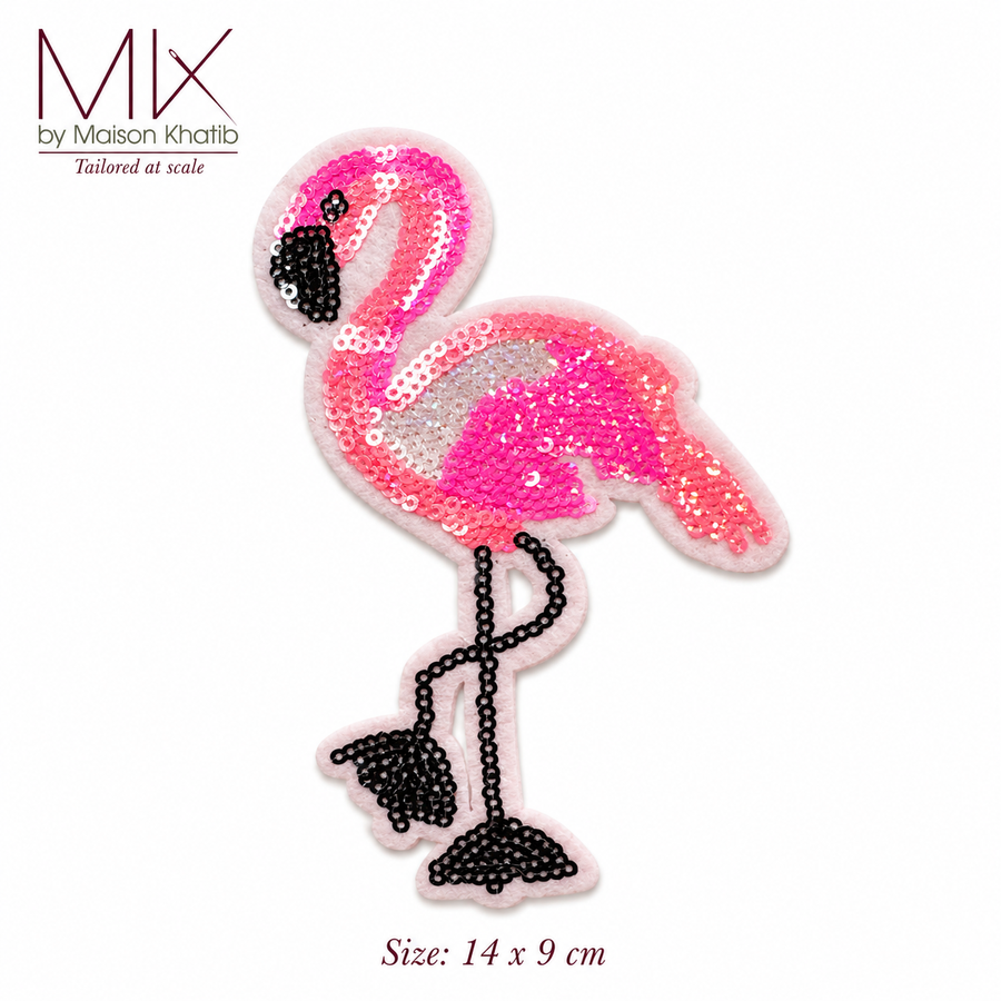 Large Pink Sequin Flamingo Badge Set of 6 14 x 9 cm Maison Khatib Lebanon