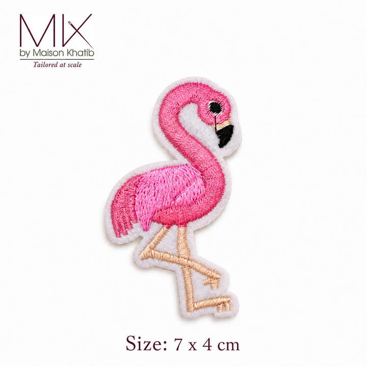 Pink Embroidered Flamingo Badge Set of 6 7 x 4 cm Maison Khatib Lebanon