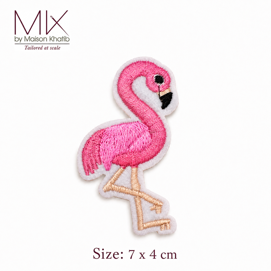 Pink Embroidered Flamingo Badge Set of 6 7 x 4 cm Maison Khatib Lebanon