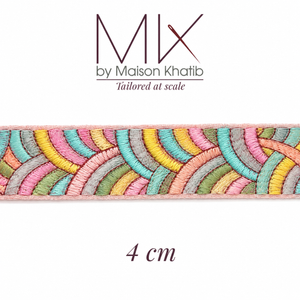 Rainbow Arc Embroidered Organza Trim 4 cm by Meter gray arc Maison Khatib Lebanon