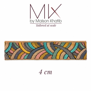 Rainbow Arc Embroidered Organza Trim 4 cm by Meter yellow arc Maison Khatib Lebanon