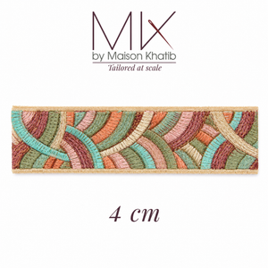 Rainbow Arc Embroidered Organza Trim 4 cm by Meter light pastel Maison Khatib Lebanon