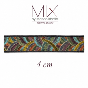 Rainbow Arc Embroidered Organza Trim 4 cm by Meter earth tone Maison Khatib Lebanon