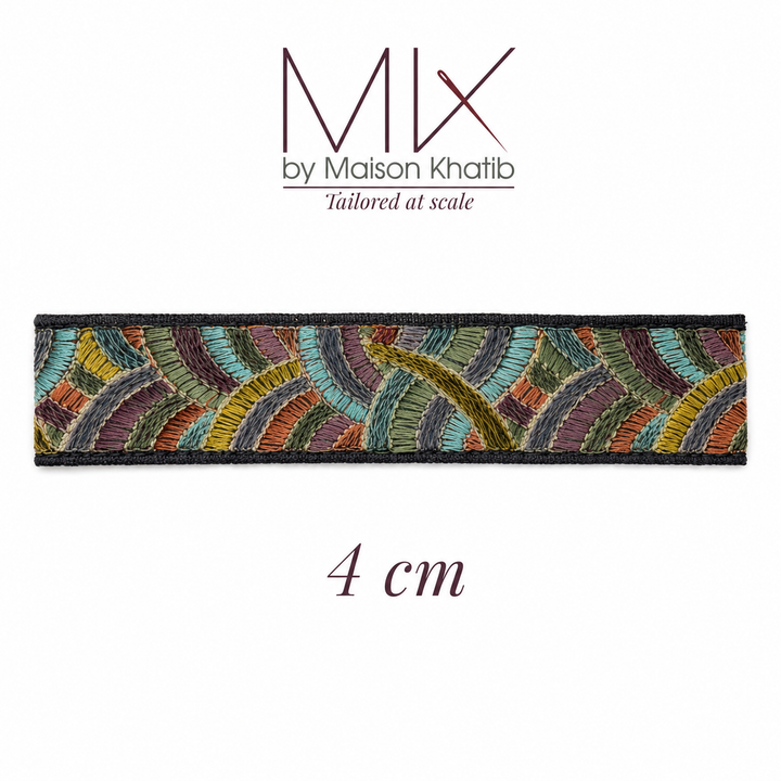 Rainbow Arc Embroidered Organza Trim 4 cm by Meter dark arc Maison Khatib Lebanon