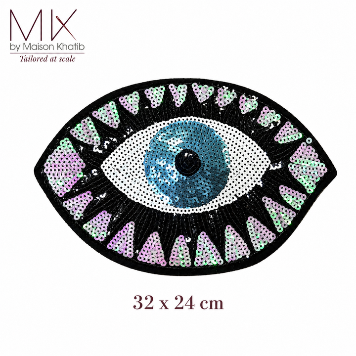 Large Blue Eye Sequin Badge 32 x 24 cm Maison Khatib Lebanon