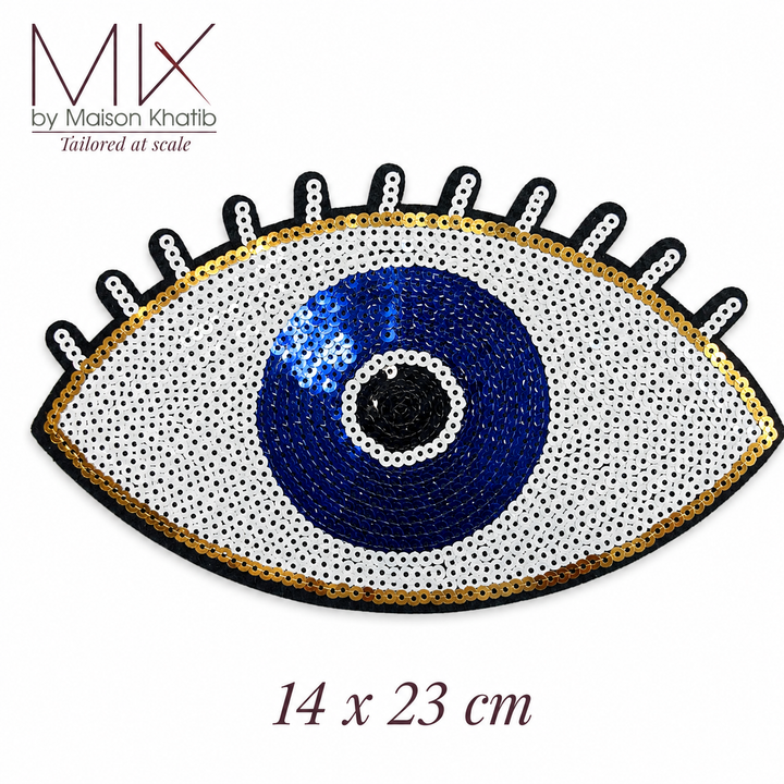 Large Blue Eye Sequin Badge 14 x 23 cm Maison Khatib Lebanon