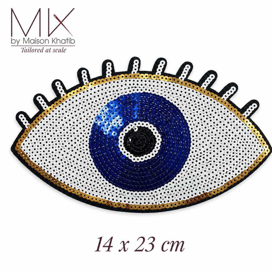 Large Blue Eye Sequin Badge 14 x 23 cm Maison Khatib Lebanon