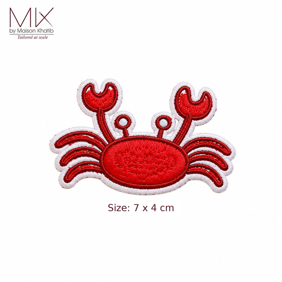 Red Crab Embroidered Summer Badge Set of 6 7 x 4 cm Maison Khatib Lebanon