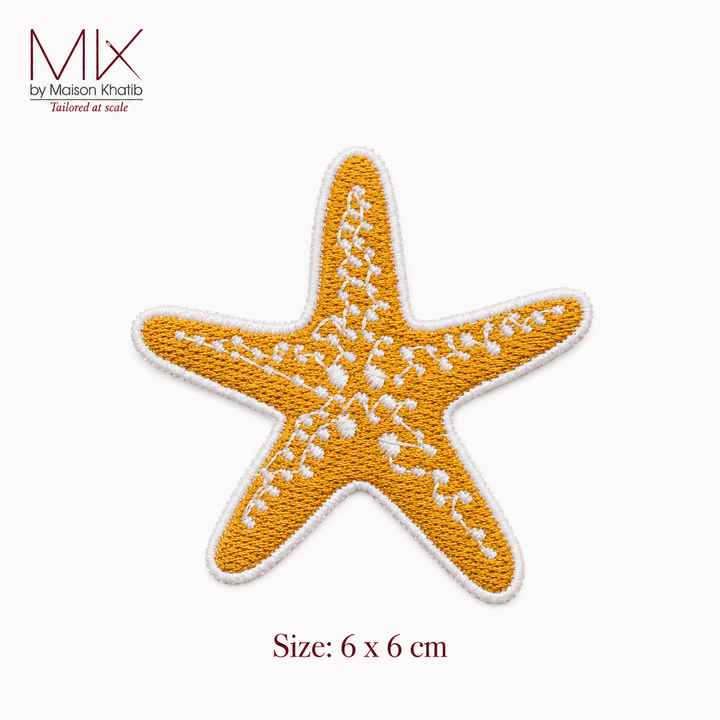 Yellow Starfish Embroidered Summer Badge Set of 6 6 x 6 cm Maison Khatib Lebanon