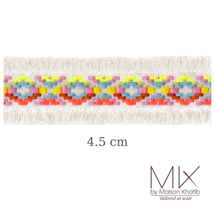 Jacquard Fringe Lace Trim 4.5 cm by Meter white Maison Khatib Lebanon