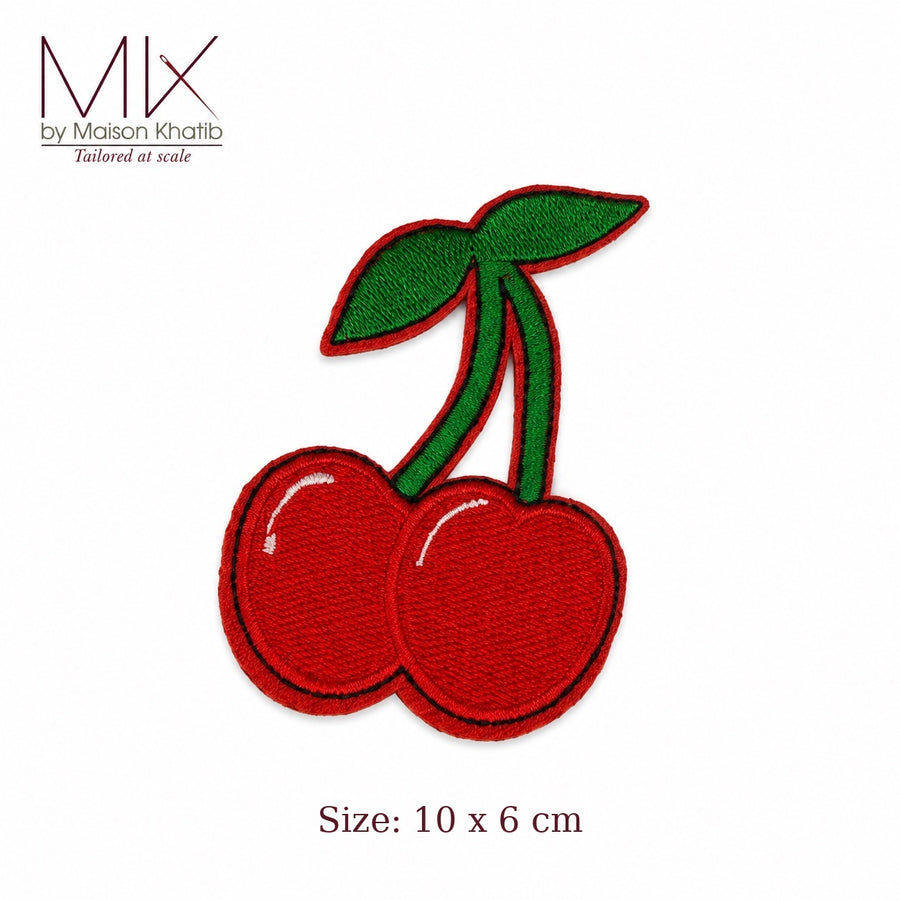 Red Cherry Embroidered Fruit Badge Set of 6 10 x 6 cm Maison Khatib Lebanon