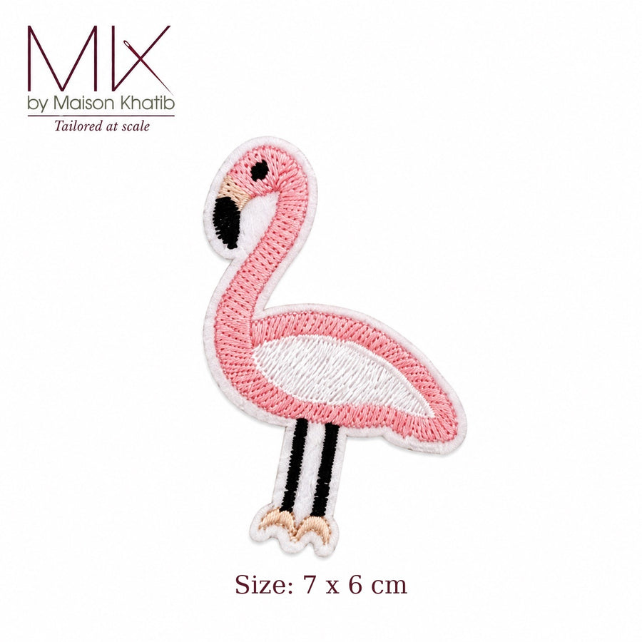 Light Pink Embroidered Flamingo Badge Set of 6 7 x 6 cm Maison Khatib Lebanon
