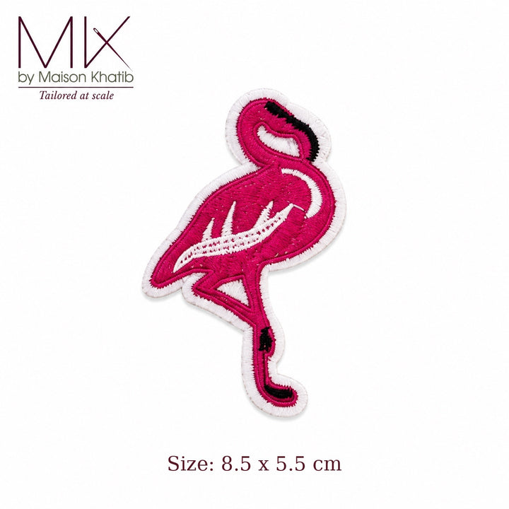 Fuchsia Embroidered Flamingo Badge Set of 6 8.5 x 5.5 cm Maison Khatib Lebanon
