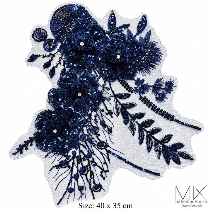 3D Floral Sequin Appliqué