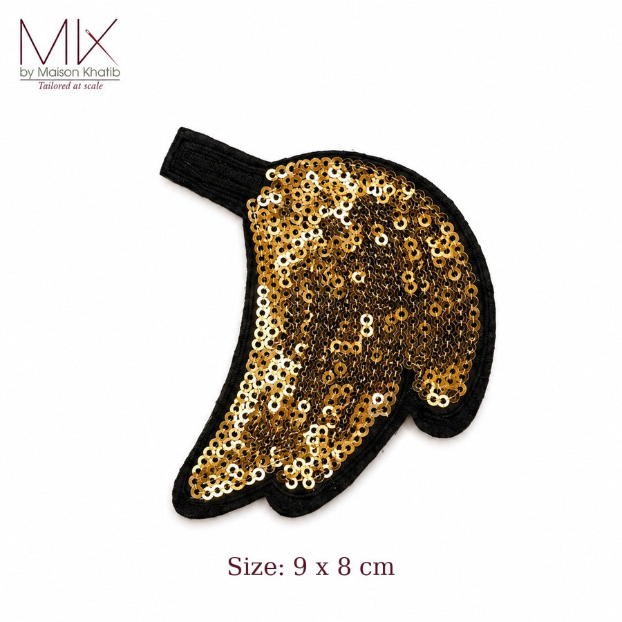 Gold Sequin Banana Fruit Badge Set of 6 9 x 8 cm Maison Khatib Lebanon