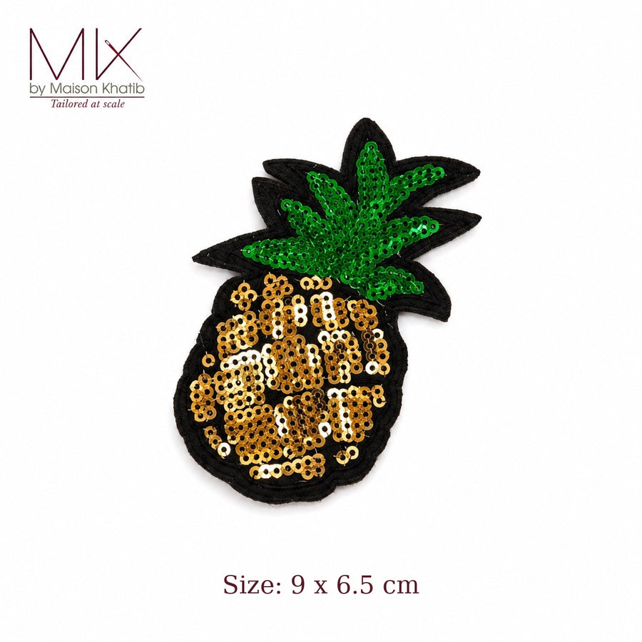 Gold Sequin Pineapple Badge Set of 6 9 x 6.5 cm Maison Khatib Lebanon