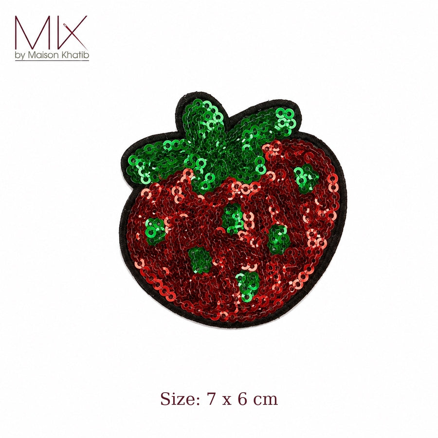 Red Sequin Strawberry Fruit Badge Set of 6 7 x 6 cm Maison Khatib Lebanon